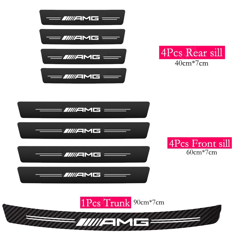 Mercedes Benz Stiker Kusen Pintu Mobil Anti Gores Serat Karbon Kulit Sticker Pelindung Bagasi Untuk Benz AMG E200 W210 W203 W204 W211 W205 W212 W203 C200 E350 A180 CLA A45 C200 GLC