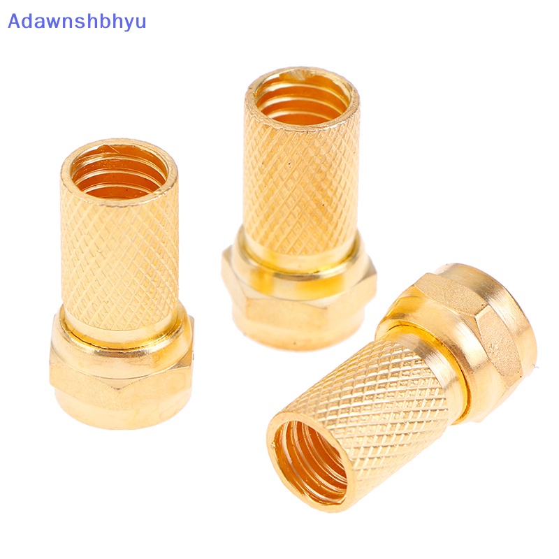 Adhyu 10Pcs Colokan Konektor Kabel Coaxial Tipe Twist on RG6 F Brass Connector Copper ID