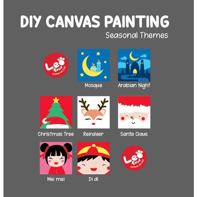 

Animal Themes DIY melukis kanvas canvas painting kit paint by leo - TulisMotifLain