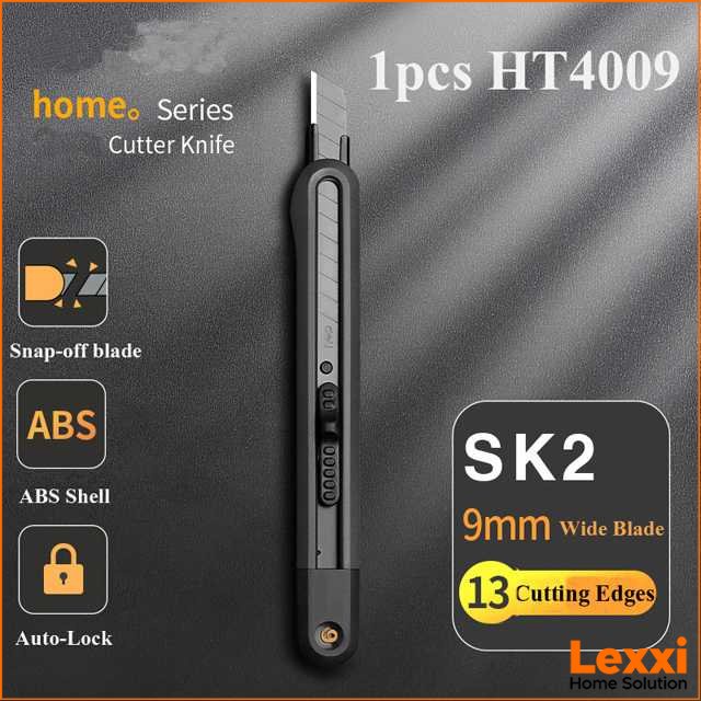 

Deli Pisau Cutter Auto Lock Snap Off Blade 13 Cutting Edges SK2 9mm - HT4009