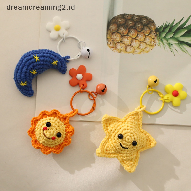 (drea) Diy Little Sun Keychain Hangat Lucu Wol Crochet Sunflower Ladies Bag Mobil Liontin //