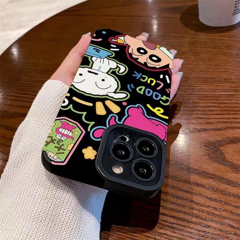 All New So Cute Crayon Shin-chan Leather Soft Case IPhone 7 Plus 8 Plus X XS XR XS Max 11 13 12 14 PRO Max 14 Plus SE Mini Phone Case Girl Girl Women's Fashion