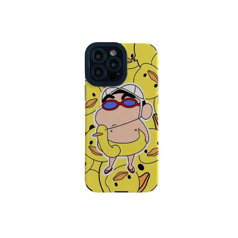 【Lamb Skin】SoftCase for IPhone 6S 7 Plus 8 Plus X XS XR XS Max 11 13 12 14 PRO Max 14 Plus 12 13 MINI Phone Case Cute Yellow Crayon Shin-chan