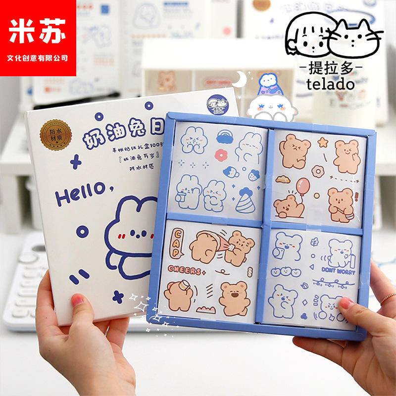 

Krim Tirado, stiker diary kelinci, tahan air, kotak hadiah notebook akun tangan anak perempuan, stiker cangkir termos 100 buah