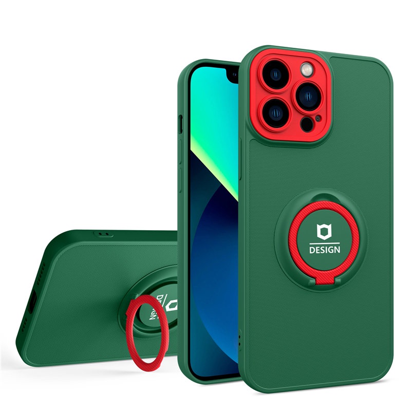 Armor Case Magnetic Ring Holder Phone Case Untuk 13 12 11 14 Pro Max14 7 8 plus X XS MAX XR 11PRO Warna Kontras Perlindungan Lensa Shockproof Cover