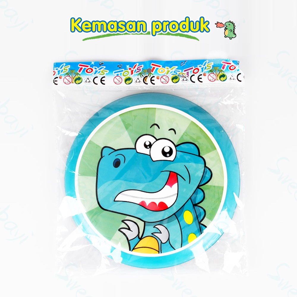 SweetyBayi Frisbee anak Piring terbang mainan motif dino Flying disk lembut Boomerang outdoor