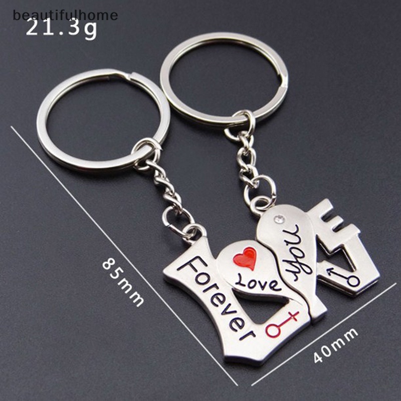 {beautifulhome} 1pasang Couple Gantungan Kunci Berbentuk Hati Keyring Love You Forever Key Ring.