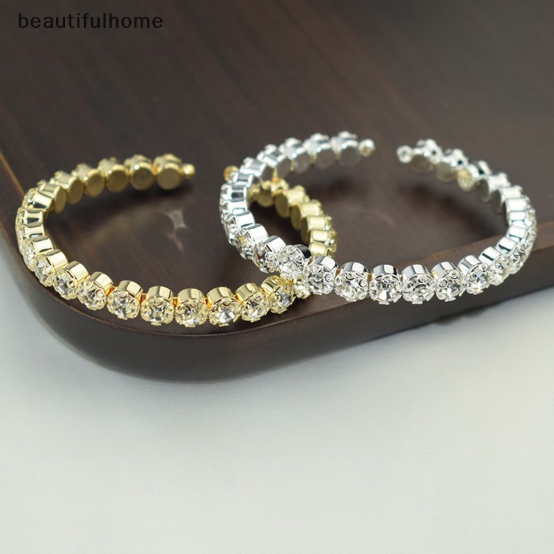 {beautifulhome} Kristal Mutiara Gelang Wanita Berlian Imitasi Multi-layer Adjustable Bangles Manset Berlapis Emas Perak Pesona Gelang Perhiasan Hadiah.