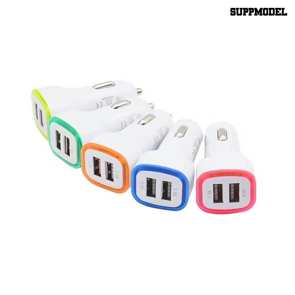 [SM]Universal Lampu LED Portable Ring Quick Charge Dual USB Port Adaptor Charger Mobil