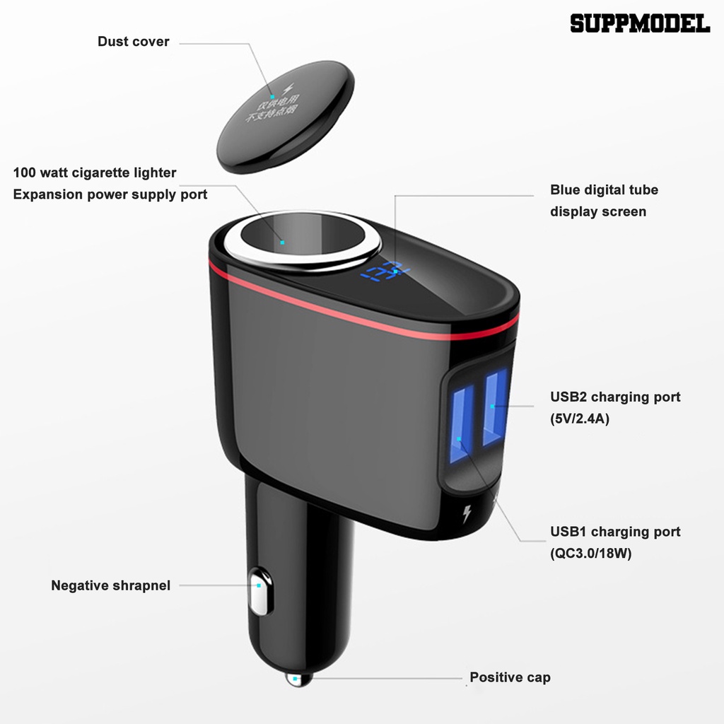 [SM]100W Output Stabil 12/24V Charger Mobil Cerdas Shunt Tahan Api Efisiensi Tinggi 2port USB Fast Car Charger Aksesoris Mobil