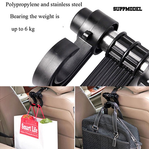 [SM] Car Back Seat Head Rest Double Hooks Shopping Bag Organizer Holder Gantungan