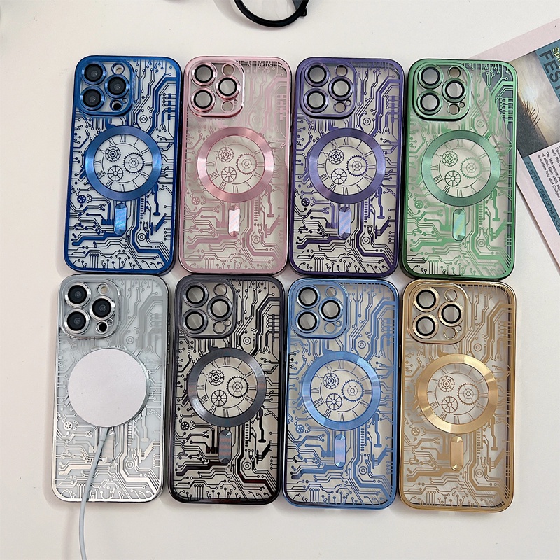 IPHONE Pcb Electroplating Magnetic Suction Wireless Charging Phone Case Iphone14 13 12 11 Pro Max14 Plus Sarung Casing Shockproof