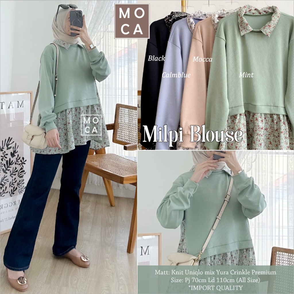 MILPI BLOUSE | ATASAN WANITA MOTIF CANTIK ORI MOCA