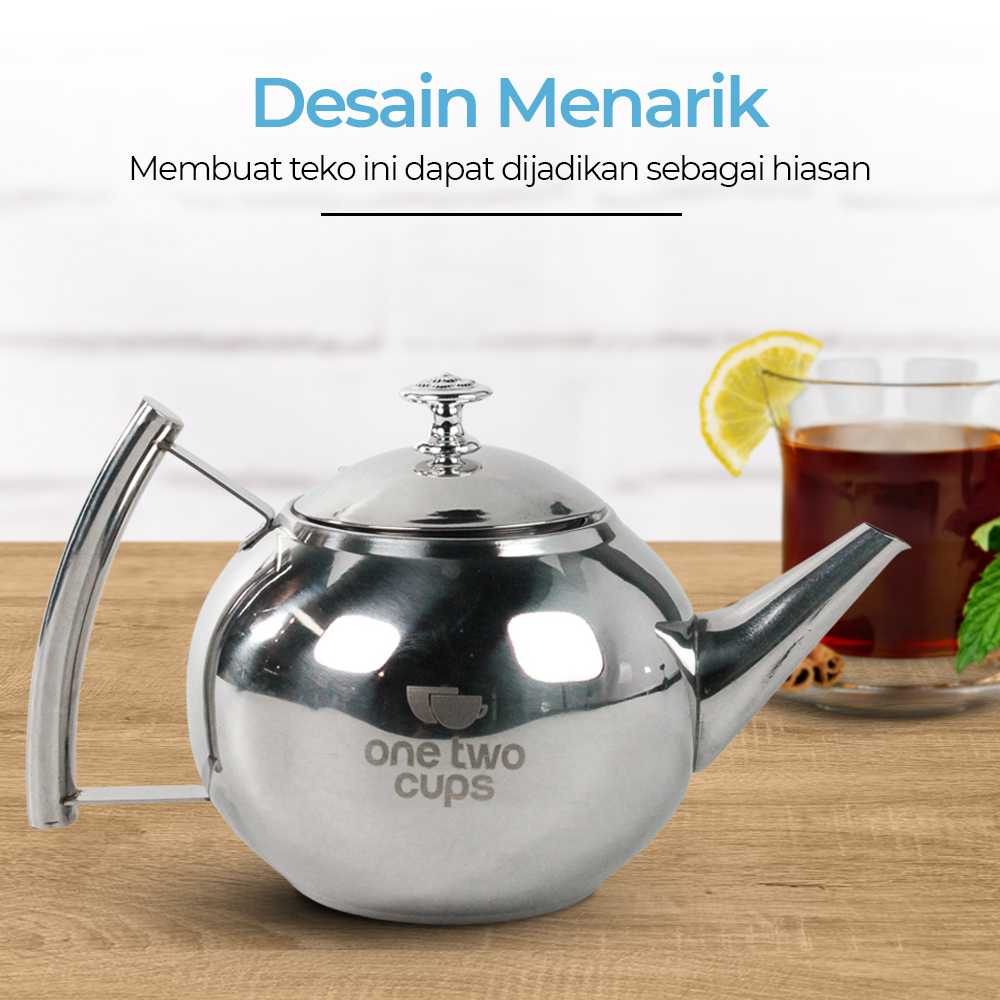 One Two Cups Teko Teh Kettle Pot 1 Liter with Filter - A2