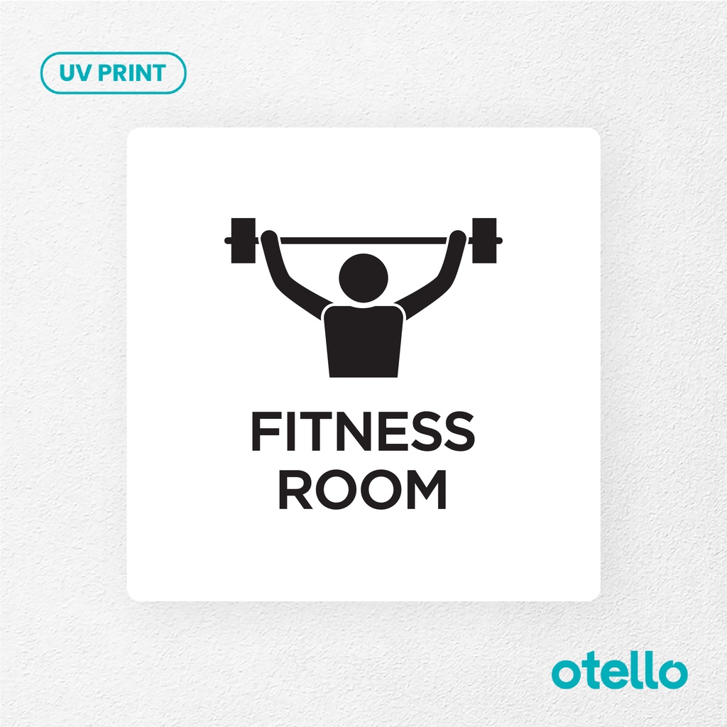 Fitness Room Signage Board Akrilik Tempel Dinding Papan Acrylic Sign Board Signage Tempel Dinding Tulisan Label Tanda Petunjuk Rambu Aklirik UV Print Nama Ruangan