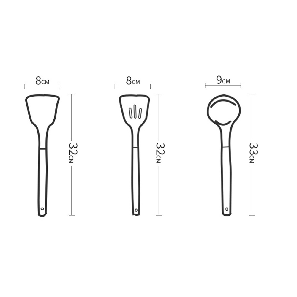 Spatula Silikon Food grade Untuk Permukaan Anti Lengket Rumah Tangga Tahan Suhu Tinggi Sekop Penggorengan Sendok Sup Peralatan Dapur set