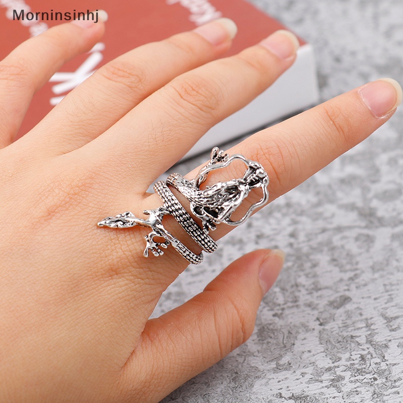 Mornin Cincin Ular Punk Pria Wanita Berlebihan Cincin Pembukaan Warna Siver Antik id