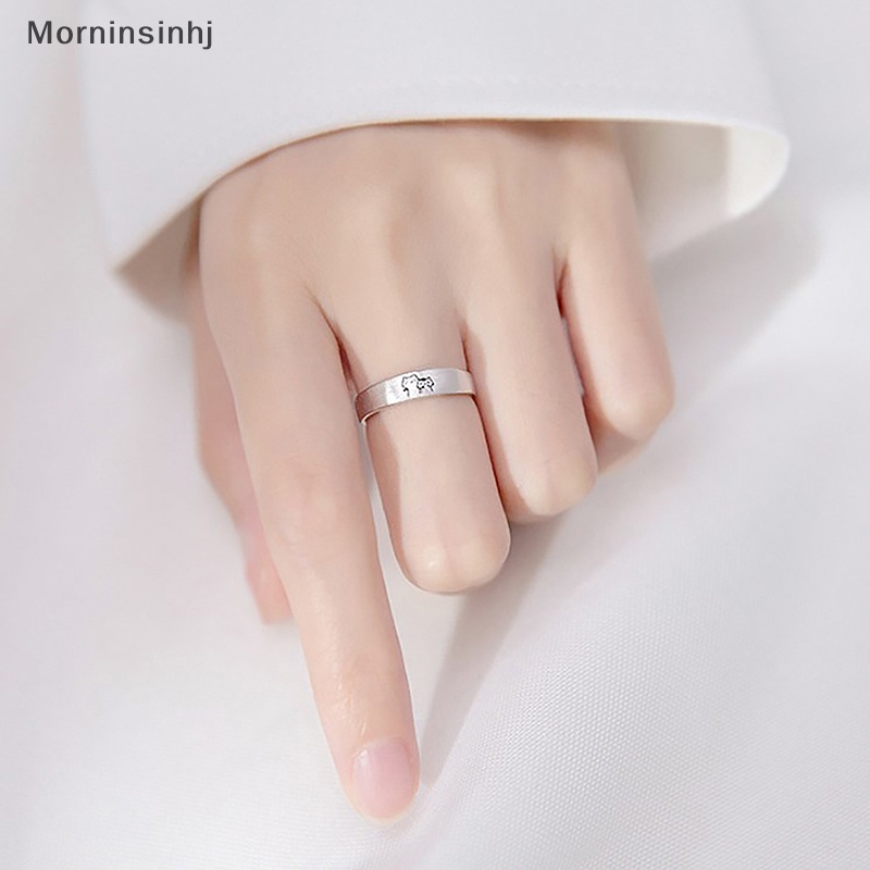 Mornin New Fashion1Pasang Kitten Couple Rings Cute Sliver Cat Open Rings Untuk Wanita Pria Cincin Jari Yang Dapat Disesuaikan Desainer Perhiasan Hadiah id