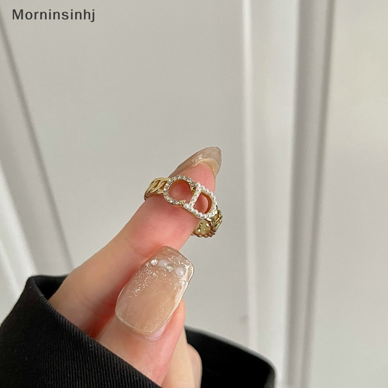 Mornin Warna Emas Huruf Pembukaan Cincin Dapat Disesuaikan Zirkon Mengkilap Mutiara Jari Cincin Untuk Wanita Perhiasan Berkualitas Tinggi Pernikahan Pesta Hadiah id