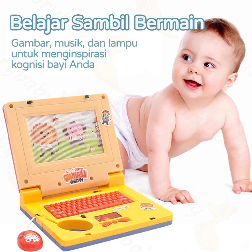 Ivorybaby Musik laptop mainan edukasi anak inggris dan layar kartun bergerak Music computer elektrik