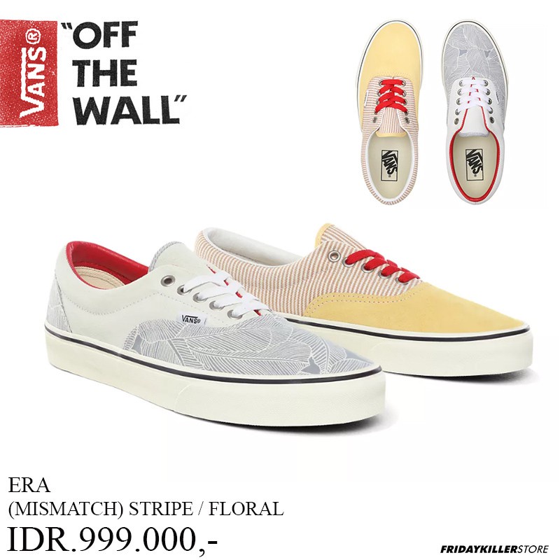 SEPATU VANS OFF THE WALL | ERA MIS MATCH STRIPE FLORAL