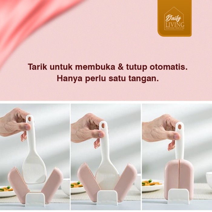 Tempat Centong Nasi Penutup Otomatis - Sendok Nasi Otomatis Home Living