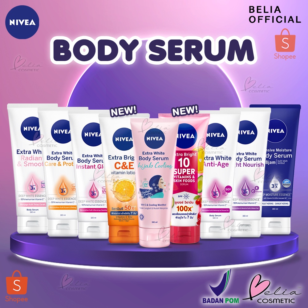 NIVEA Body Serum Extra White | Night | Repair Care Protect | Radiant | Glow | Hijab 180ml | Care and