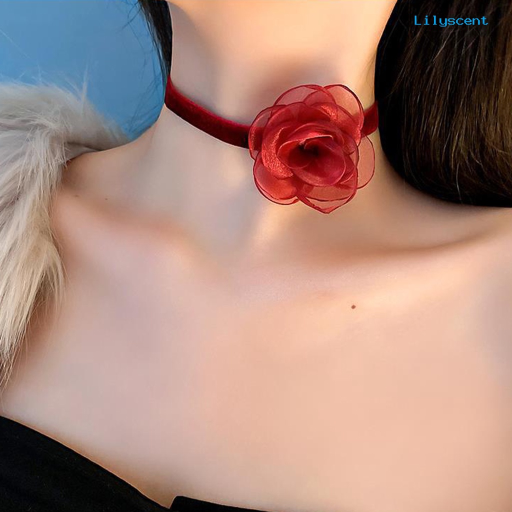 [LS]Ribbon Choker Adjustable Desain Lobster Clasp Dengan Rantai Ekstensi Warna Solid Mudah Dipakai Wanita Elegan Kalung Choker Pita Ultra Panjang Untuk Wanita