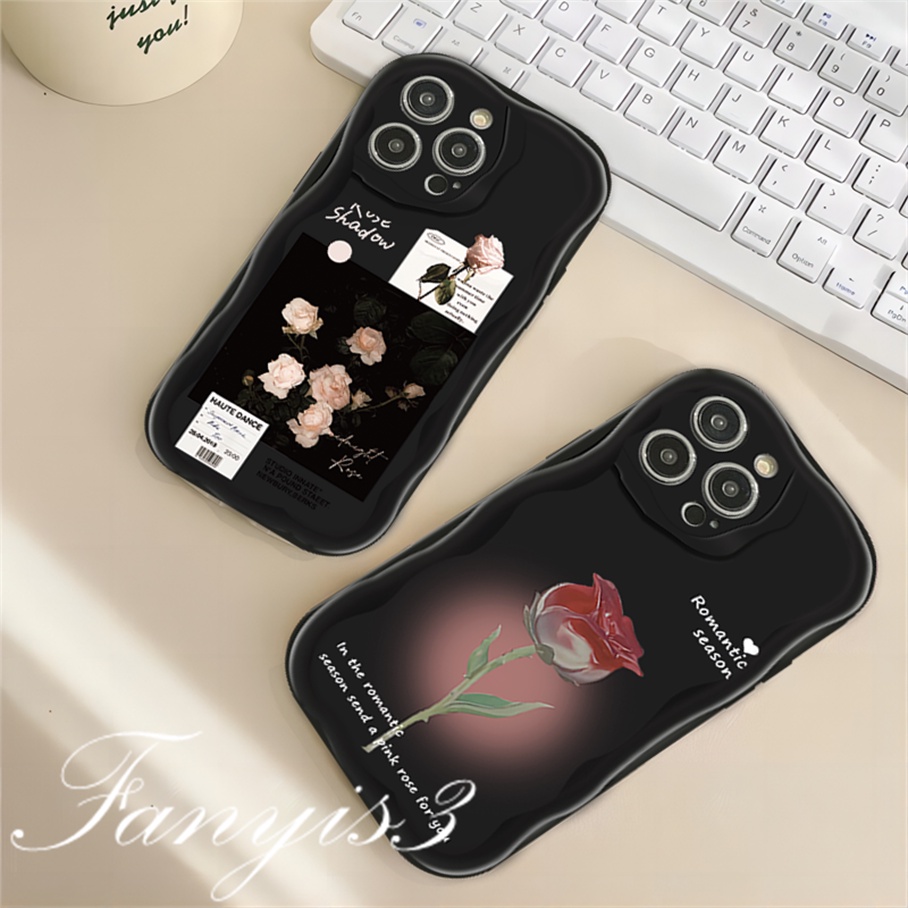 Redmi 12 12C A1 10C 10 10A 9 9A 9C 9T Note 12 12s 11s 10s 11 10 9s 9 Pro Xiaomi Poco X3 X3NFC X3Pro 12 11 Lite Romantis Mawar Bergelombang Tepi Melengkung Casing Ponsel TPU Soft Cover