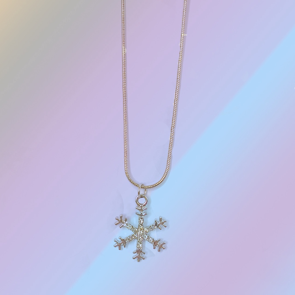 Jepang Korea Temperamen Bertabur Berlian Snowflake Pendant Kalung Wanita All-Match Ringan Mewah High-End Clavic