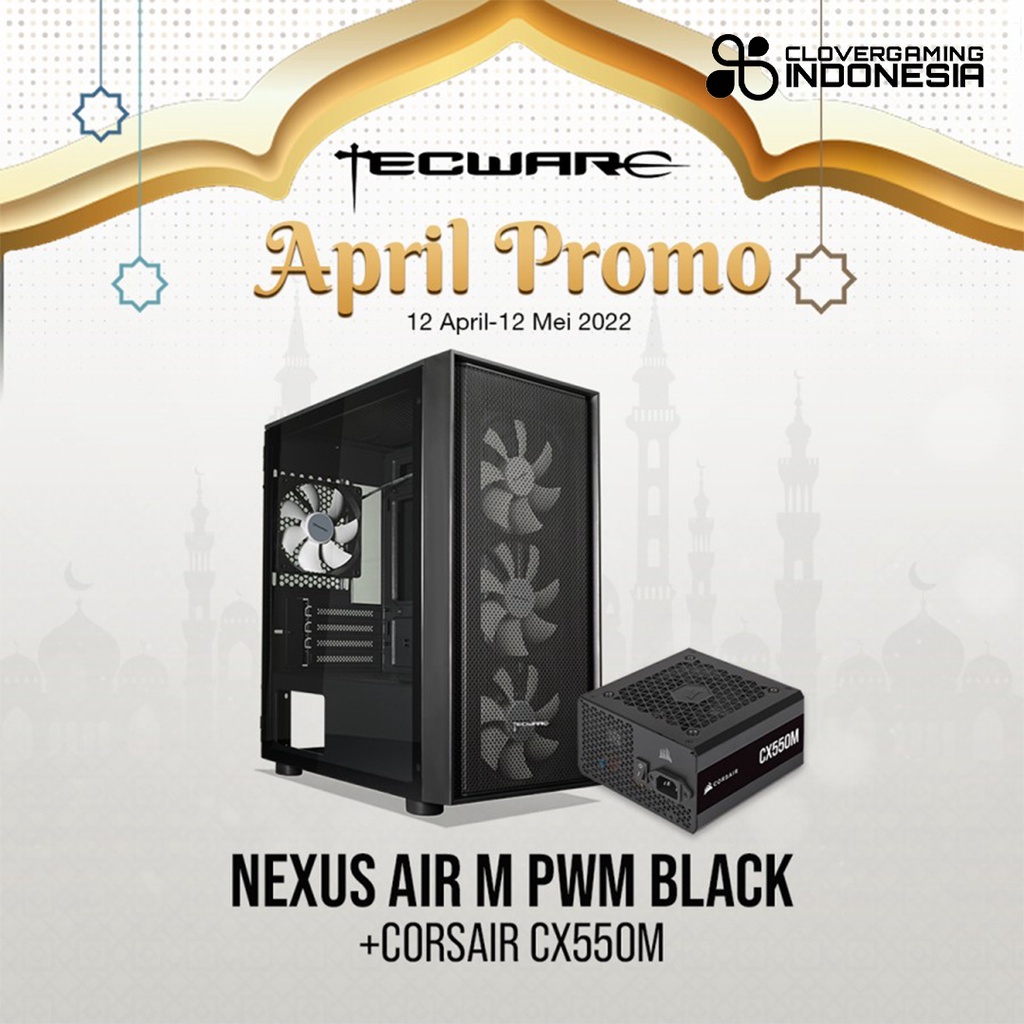 Tecware Nexus Air M PWM Casing - Mid Tower Case Computer Black White