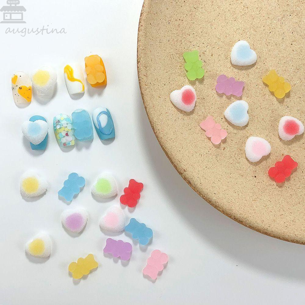 AUGUSTINA Agustin 3D Dekorasi Nail Art Warna Permen Super Manis Cinta Beruang DIY Hiasan Nail Art