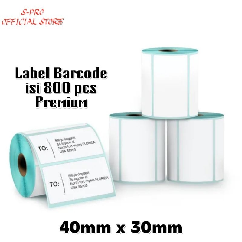 

DIRECT THERMAL STIKER 40X30 MM KERTAS LABEL STIKER BARCODE 1 LINE ISI 800 PCS