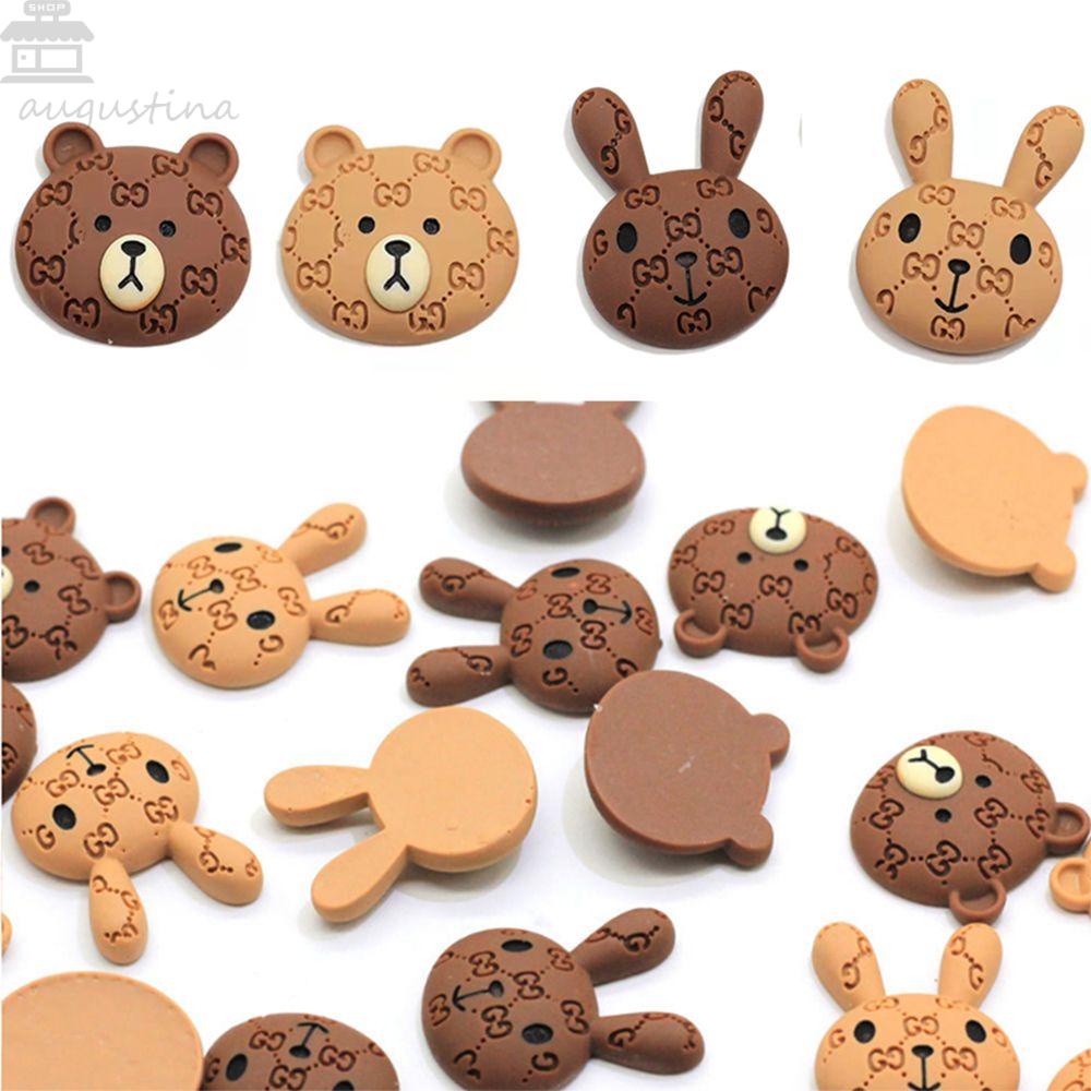 AUGUSTINA Agustin 3D Hiasan Kuku Kartun Gaya Jepang Desain Resin Beruang DIY Nail Art Dekorasi Bunny Nail Ornament