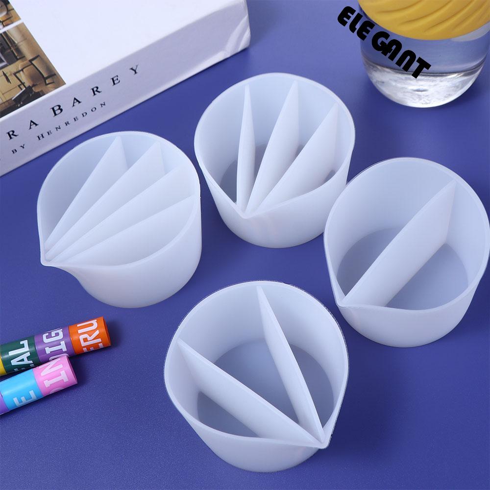 【 ELEGANT 】 Split Cups DIY Dengan Sekat Resin Silikon Akrilik Cairan Pour Supplies