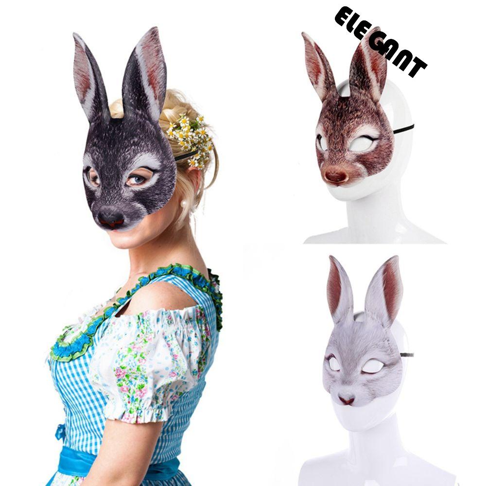 【 ELEGANT 】 Topeng Kelinci Ringan Tidak Beracun Lateks Festival Cosplay Alat Peraga Natal Karnaval Pesta Setengah Wajah Halloween Dekorasi