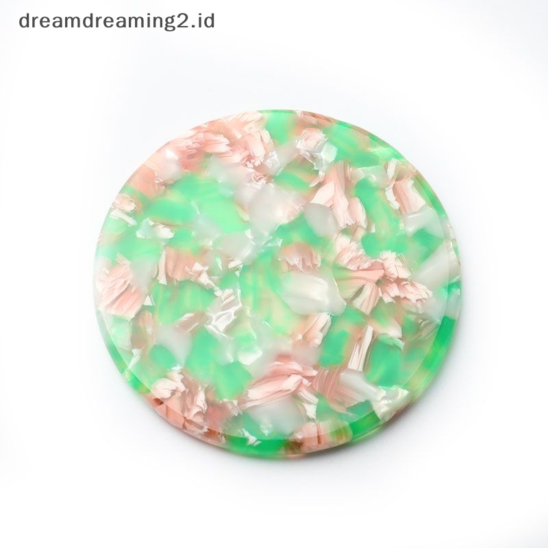 (drea) Cermin Rias Bahan Asam Asetat Compact Mini Round Cosmetic Pocket Mirror //