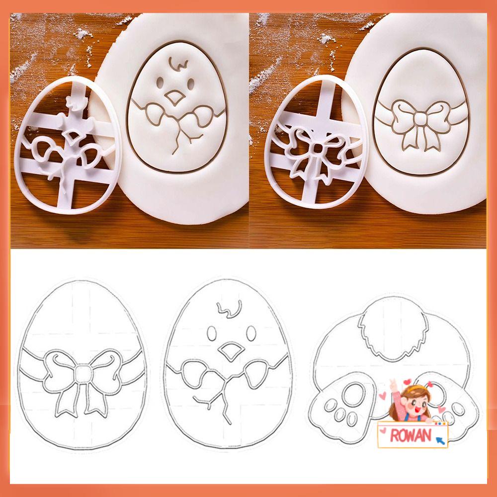 R-FLOWER 3pcs /set 3D Easter Rabbit Makanan Fondant Pastry Dekorasi Cetakan Kue Plunger Cookie Cutter