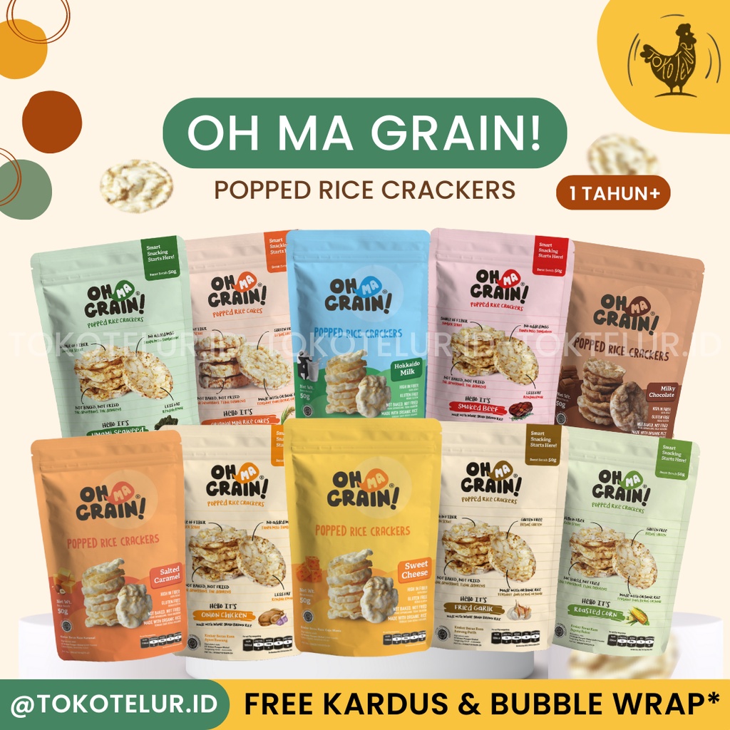 OH MA GRAIN - Keripik Beras Organik |  Popped Rice Crackers NO MSG