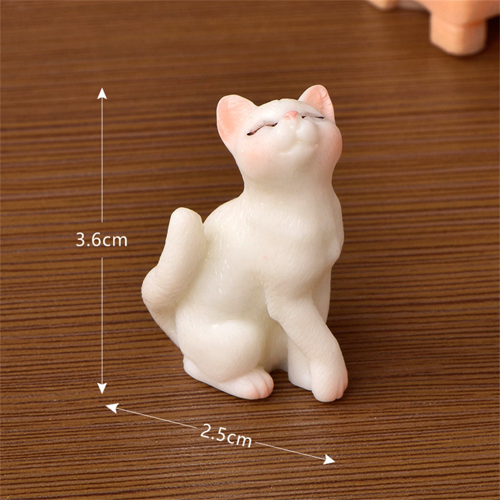 ღ Cute Resin Cats Ornament Kitten Figurine Animal Model Micro Landscape Home Decor Miniatur Fairy Garden Decoration Gift