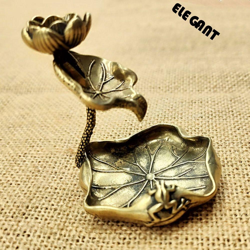 【 ELEGANT 】 Dupa Tempat Dupa Kualitas Tinggi Retro Padat Daun Teratai Refluks Desktop Mudah Dibersihkan Lotus Teh Meja Ornamen Miniatur Dekorasi Bingkai Dupa