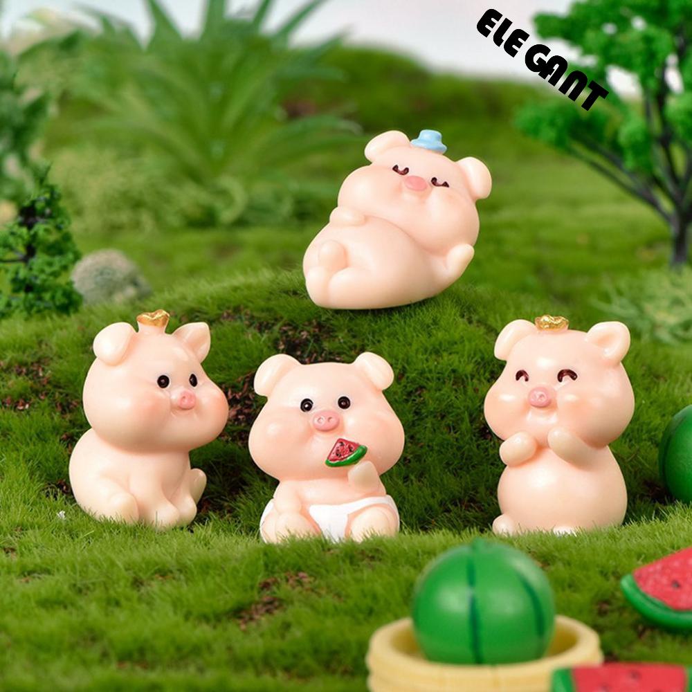 【 ELEGANT 】 Patung Babi Postur Lucu Menggemaskan DIY Dekorasi Desktop Piggy Rumah Boneka Hiasan Kue