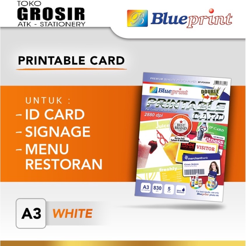 

IDcard ID Card A3 BLUEPRINT Printable Card White Kertas PVC Double Side 830 Micron 2