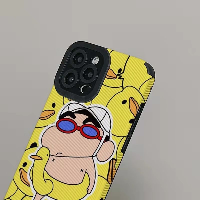 【Lamb Skin】SoftCase for IPhone 6S 7 Plus 8 Plus X XS XR XS Max 11 13 12 14 PRO Max 14 Plus 12 13 MINI Phone Case Cute Yellow Crayon Shin-chan