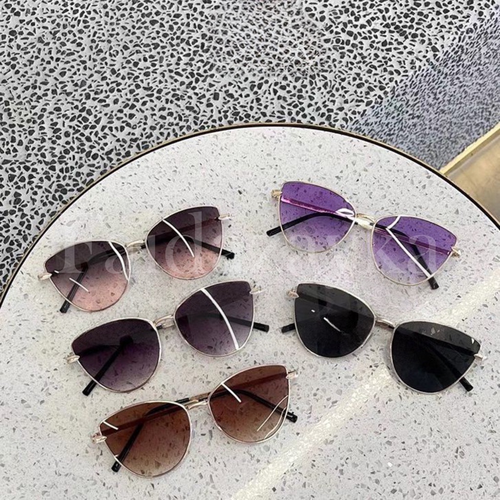 ZAYKA==Kacamata Fashion Import Terbaru Model Cat Eye dengan Motif di Gagang Eyewear Sunglasses