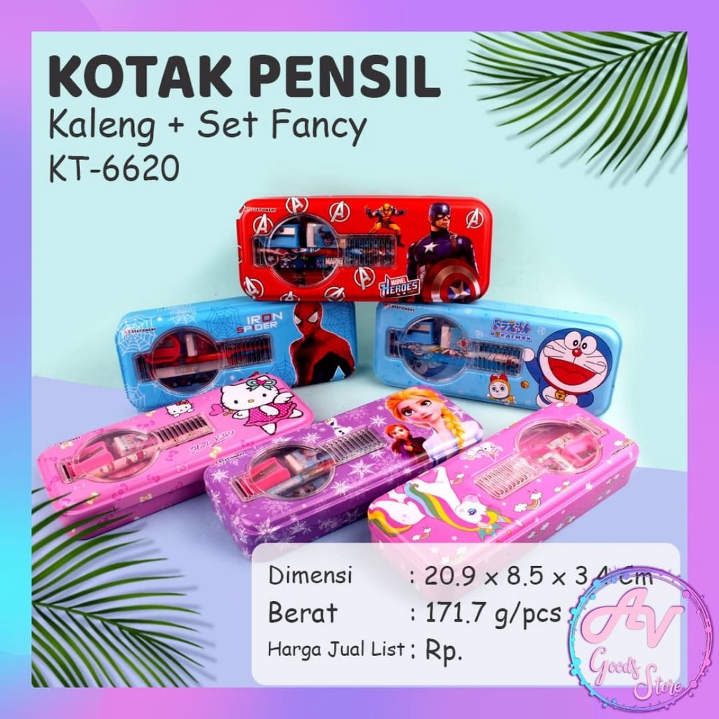 

Kotak Pensil Kaleng Set Karakter KT6620 / Tempat Pensil + Alat Tulis Set Fancy