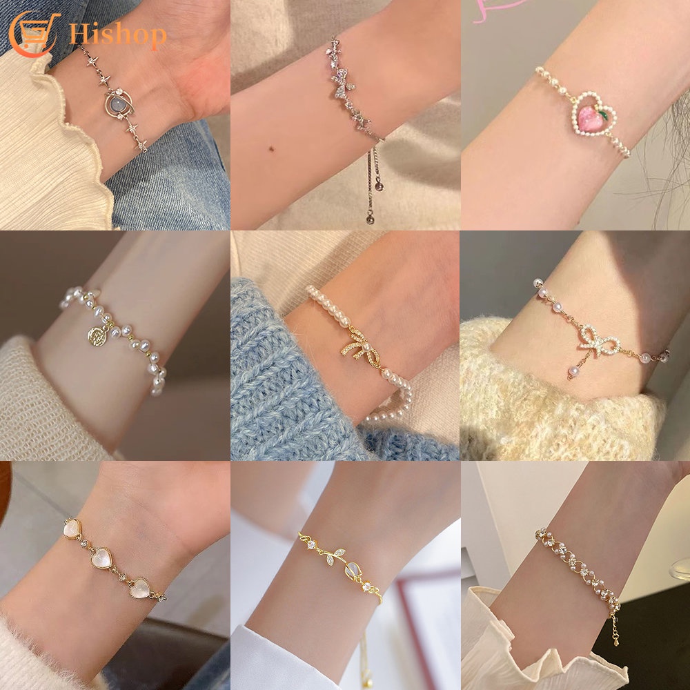 Fashion Y2K Tulip Emas Kristal Kupu-Kupu Pasangan Gelang Fashion Choker Bracelets Untuk Wanita Perhiasan Aksesoris