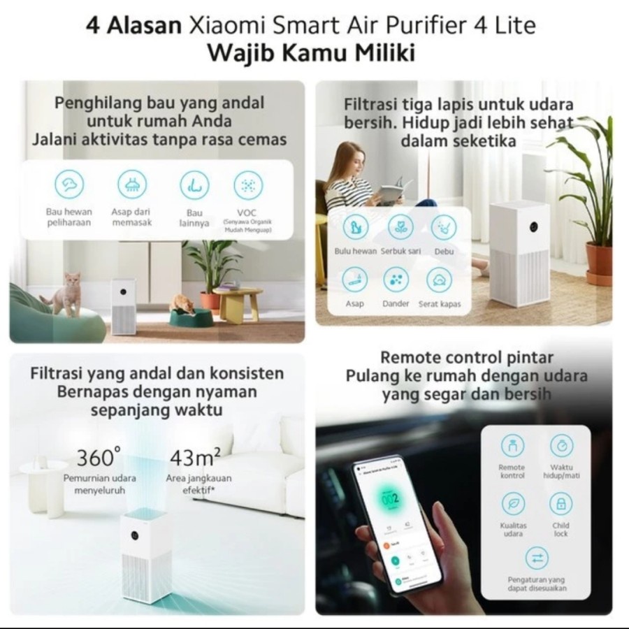 Mi XIAOMI Smart Air Purifier 4 LITE GARANSI RESMI - Filter Pembersih Udara