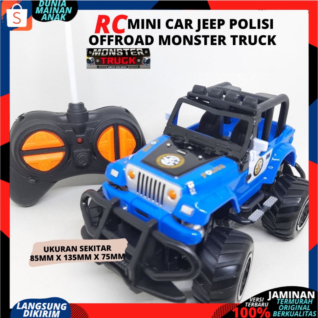 Mainan mobil remote control Polisi Jep RC Car Rock Clawler Mini Car Berlampu Kolong remot kontrol