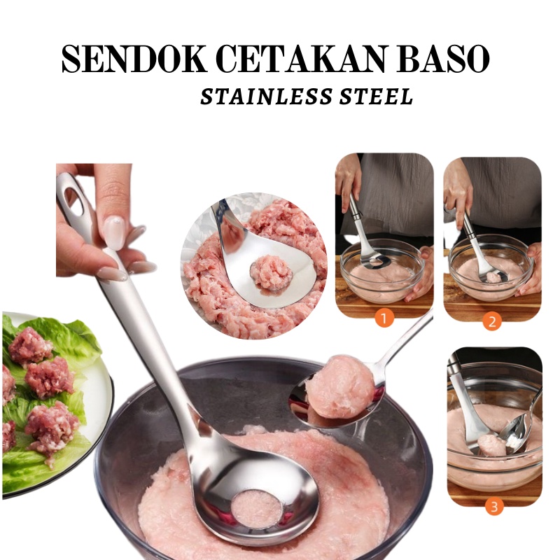 GOS C106 - Cetakan Baso Stainless / Sendok Cetakan Baso Bulat  / Sendok Pembuat Baso